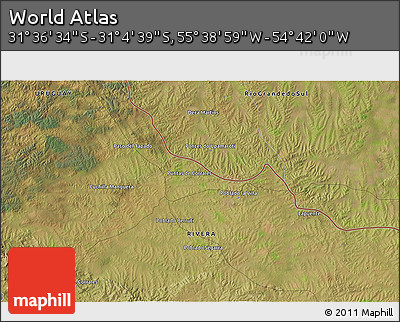 Satellite 3D Map of the Area around 31° 20' 36" S, 55° 10' 29" W