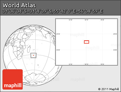 Blank Location Map of the Area around 31° 20' 36" S, 56° 10' 29" E