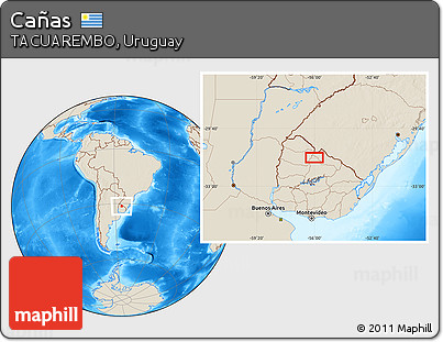 Shaded Relief Location Map of Cañas