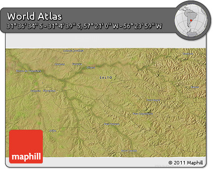 Satellite 3D Map of the Area around 31° 20' 36" S, 56° 52' 30" W