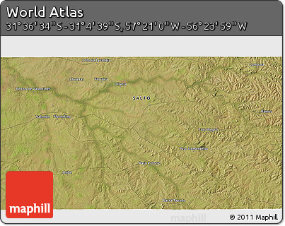 Satellite 3D Map of the Area around 31° 20' 36" S, 56° 52' 30" W