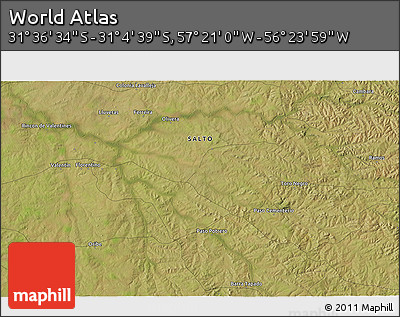 Satellite 3D Map of the Area around 31° 20' 36" S, 56° 52' 30" W