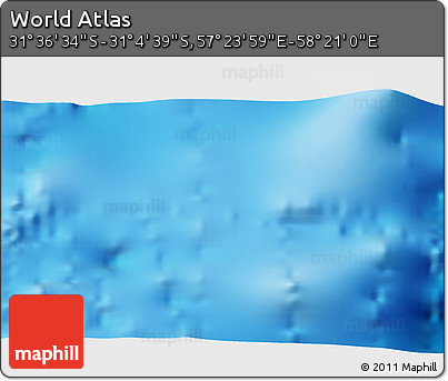 Physical 3D Map of the Area around 31° 20' 36" S, 57° 52' 30" E