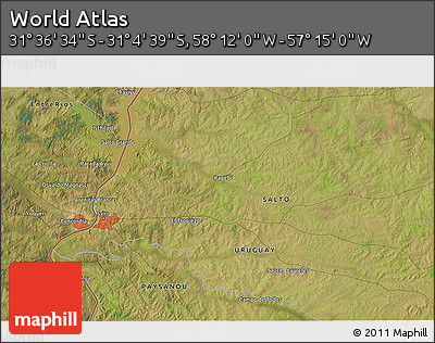 Satellite 3D Map of the Area around 31° 20' 36" S, 57° 43' 30" W