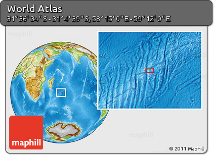 Physical Location Map of the Area around 31° 20' 36" S, 58° 43' 30" E