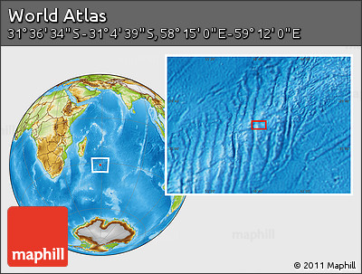 Physical Location Map of the Area around 31° 20' 36" S, 58° 43' 30" E