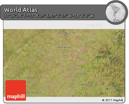 Satellite 3D Map of the Area around 31° 20' 36" S, 58° 34' 30" W