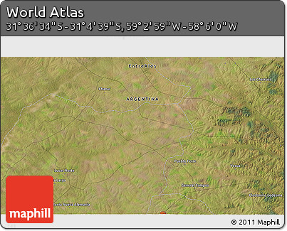 Satellite 3D Map of the Area around 31° 20' 36" S, 58° 34' 30" W