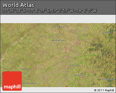 Satellite 3D Map of the Area around 31° 20' 36" S, 58° 34' 30" W
