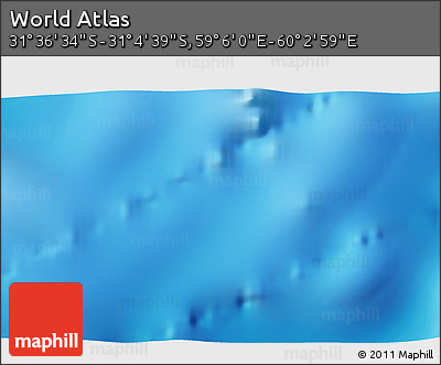 Physical 3D Map of the Area around 31° 20' 36" S, 59° 34' 30" E