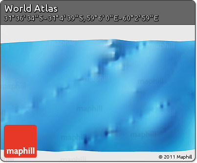 Physical 3D Map of the Area around 31° 20' 36" S, 59° 34' 30" E