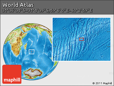 Physical Location Map of the Area around 31° 20' 36" S, 59° 34' 30" E