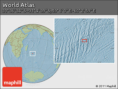 Savanna Style Location Map of the Area around 31° 20' 36" S, 59° 34' 30" E, hill shading