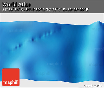 Physical 3D Map of the Area around 31° 20' 36" S, 60° 25' 29" E