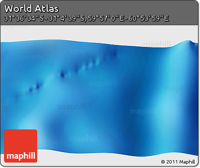 Physical 3D Map of the Area around 31° 20' 36" S, 60° 25' 29" E