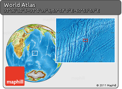 Physical Location Map of the Area around 31° 20' 36" S, 60° 25' 29" E