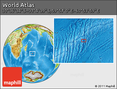 Physical Location Map of the Area around 31° 20' 36" S, 60° 25' 29" E