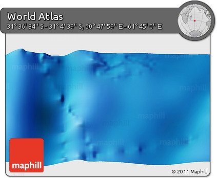Physical 3D Map of the Area around 31° 20' 36" S, 61° 16' 29" E