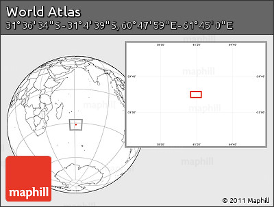 Blank Location Map of the Area around 31° 20' 36" S, 61° 16' 29" E