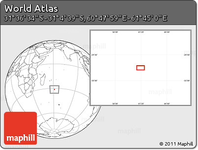 Blank Location Map of the Area around 31° 20' 36" S, 61° 16' 29" E