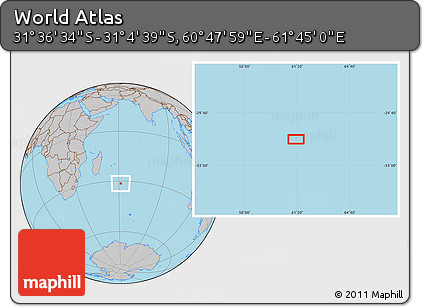 Gray Location Map of the Area around 31° 20' 36" S, 61° 16' 29" E