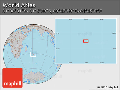 Gray Location Map of the Area around 31° 20' 36" S, 61° 16' 29" E