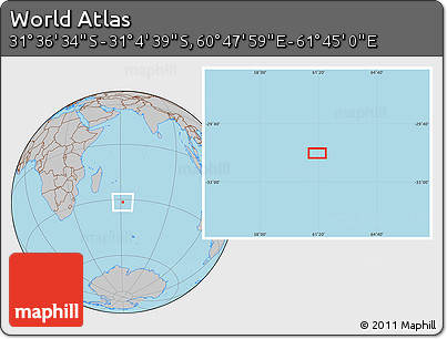 Gray Location Map of the Area around 31° 20' 36" S, 61° 16' 29" E