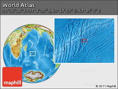 Physical Location Map of the Area around 31° 20' 36" S, 61° 16' 29" E