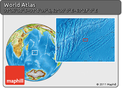 Physical Location Map of the Area around 31° 20' 36" S, 62° 58' 30" E