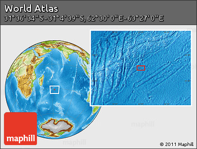 Physical Location Map of the Area around 31° 20' 36" S, 62° 58' 30" E