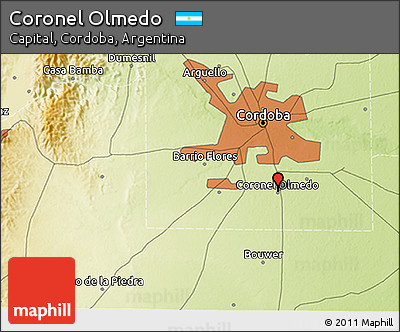 Physical 3D Map of Coronel Olmedo