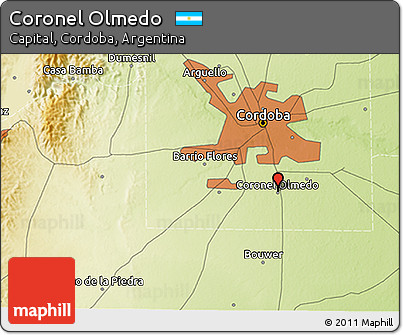 Physical 3D Map of Coronel Olmedo