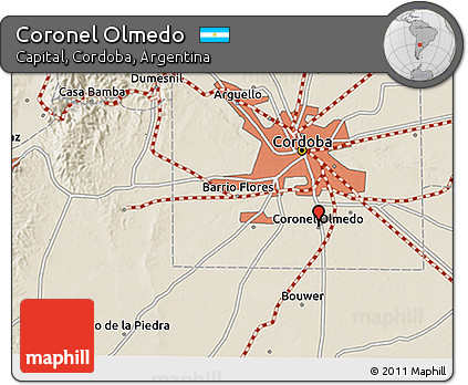Shaded Relief 3D Map of Coronel Olmedo