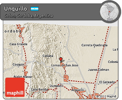 Shaded Relief 3D Map of Unquillo