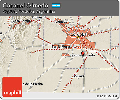 Shaded Relief 3D Map of Coronel Olmedo