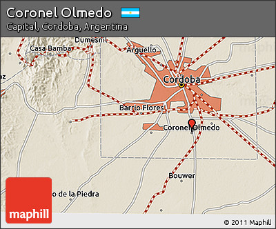Shaded Relief 3D Map of Coronel Olmedo