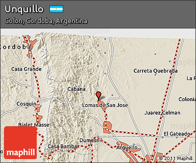 Shaded Relief 3D Map of Unquillo