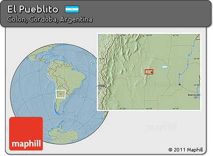 Savanna Style Location Map of El Pueblito, hill shading