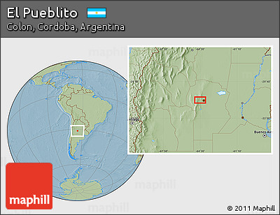 Savanna Style Location Map of El Pueblito, hill shading