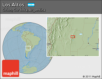 Savanna Style Location Map of Los Altos, hill shading