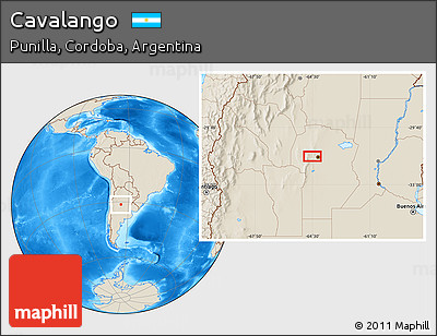 Shaded Relief Location Map of Cavalango