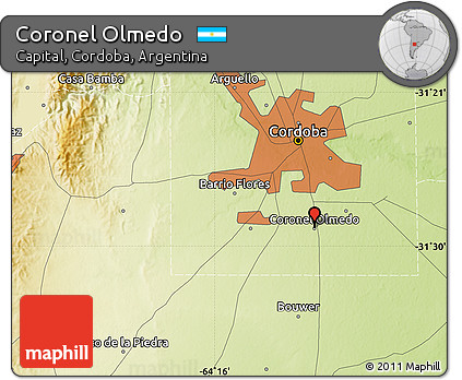 Physical Map of Coronel Olmedo