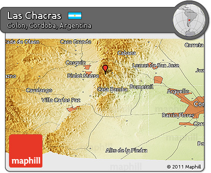 Physical Panoramic Map of Las Chacras