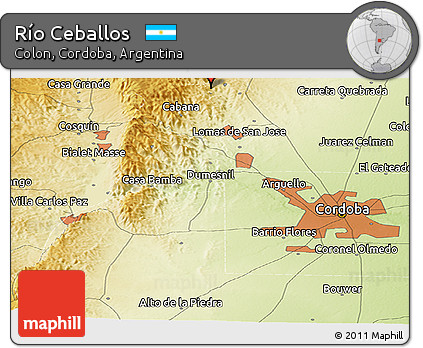 Physical Panoramic Map of Río Ceballos