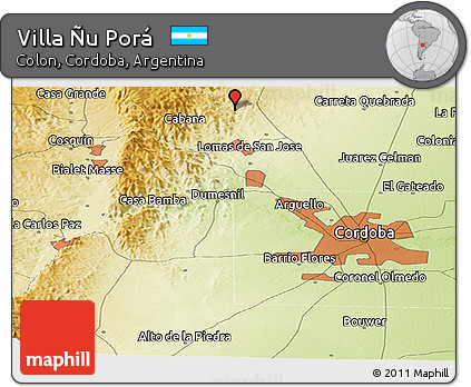 Physical Panoramic Map of Villa Ñu Porá
