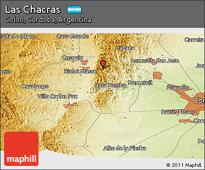 Physical Panoramic Map of Las Chacras