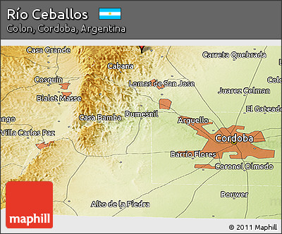 Physical Panoramic Map of Río Ceballos