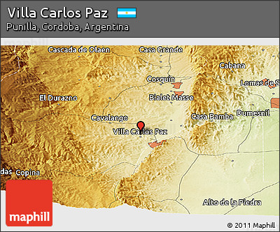 Physical Panoramic Map of Villa Carlos Paz