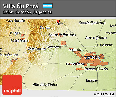 Physical Panoramic Map of Villa Ñu Porá