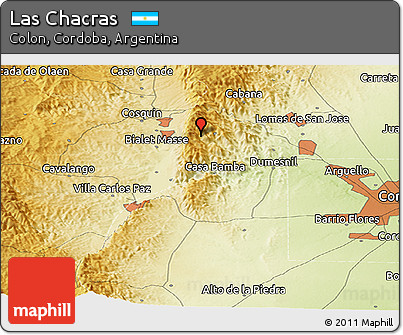 Physical Panoramic Map of Las Chacras